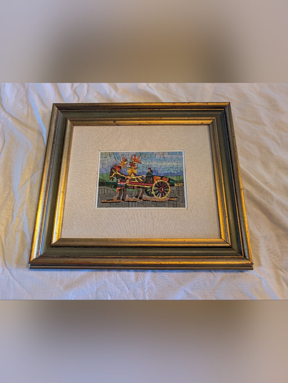 2/80$ Vintage Gold and Multicolor Mosaic Wall Art
